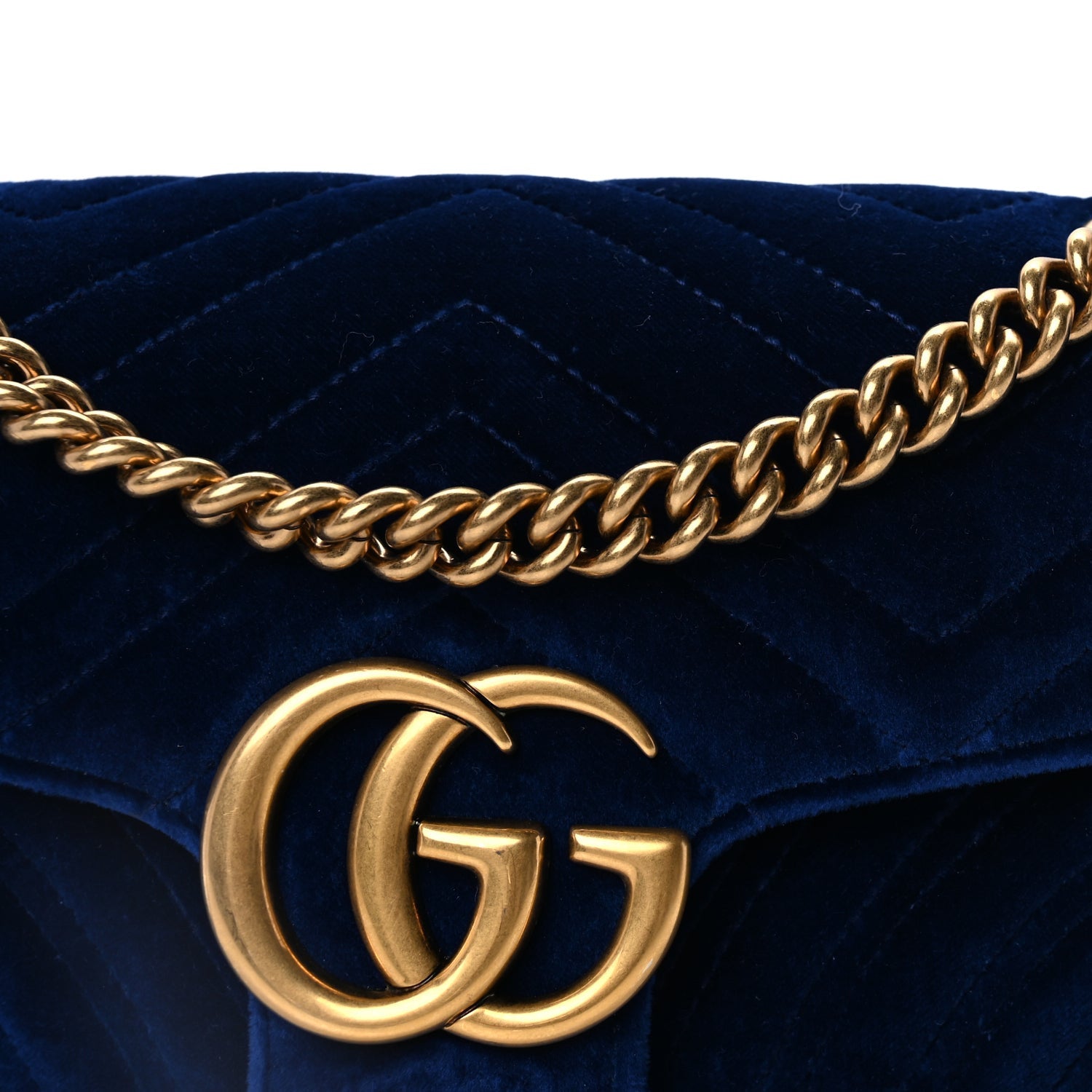 Gucci Velvet Matelasse Medium GG Marmont Shoulder Bag Cobalt Blue 6 of 7