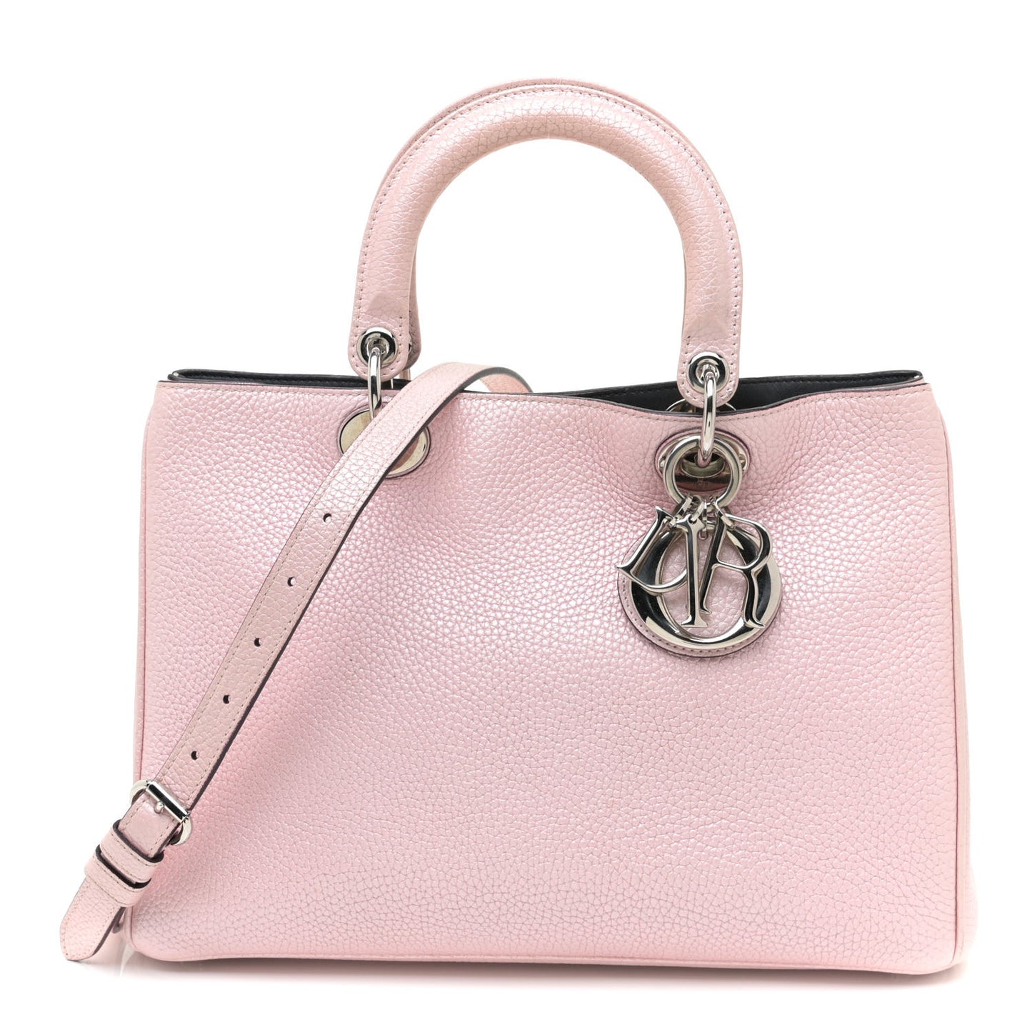 Metallic Bullcalf Medium Diorissimo Tote Pink