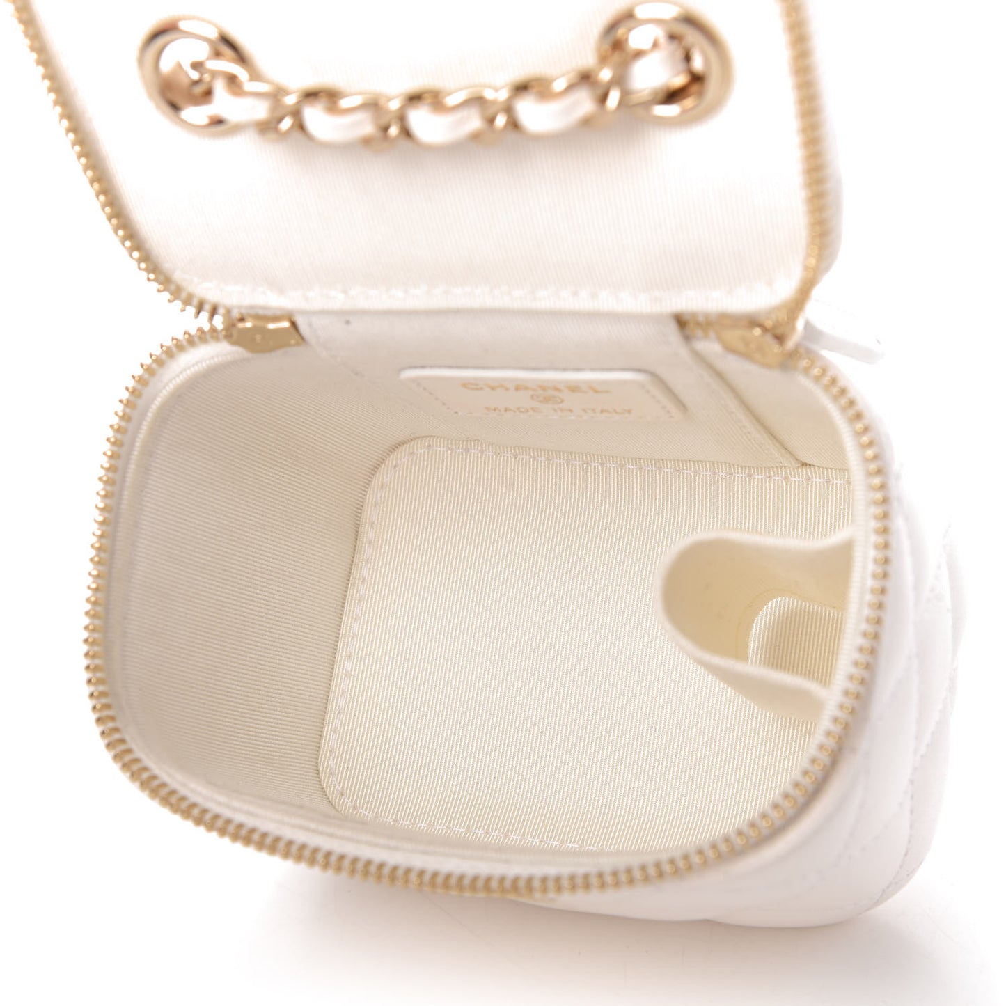 Lambskin Quilted My Chanel Lady Vanity Case With Chain White