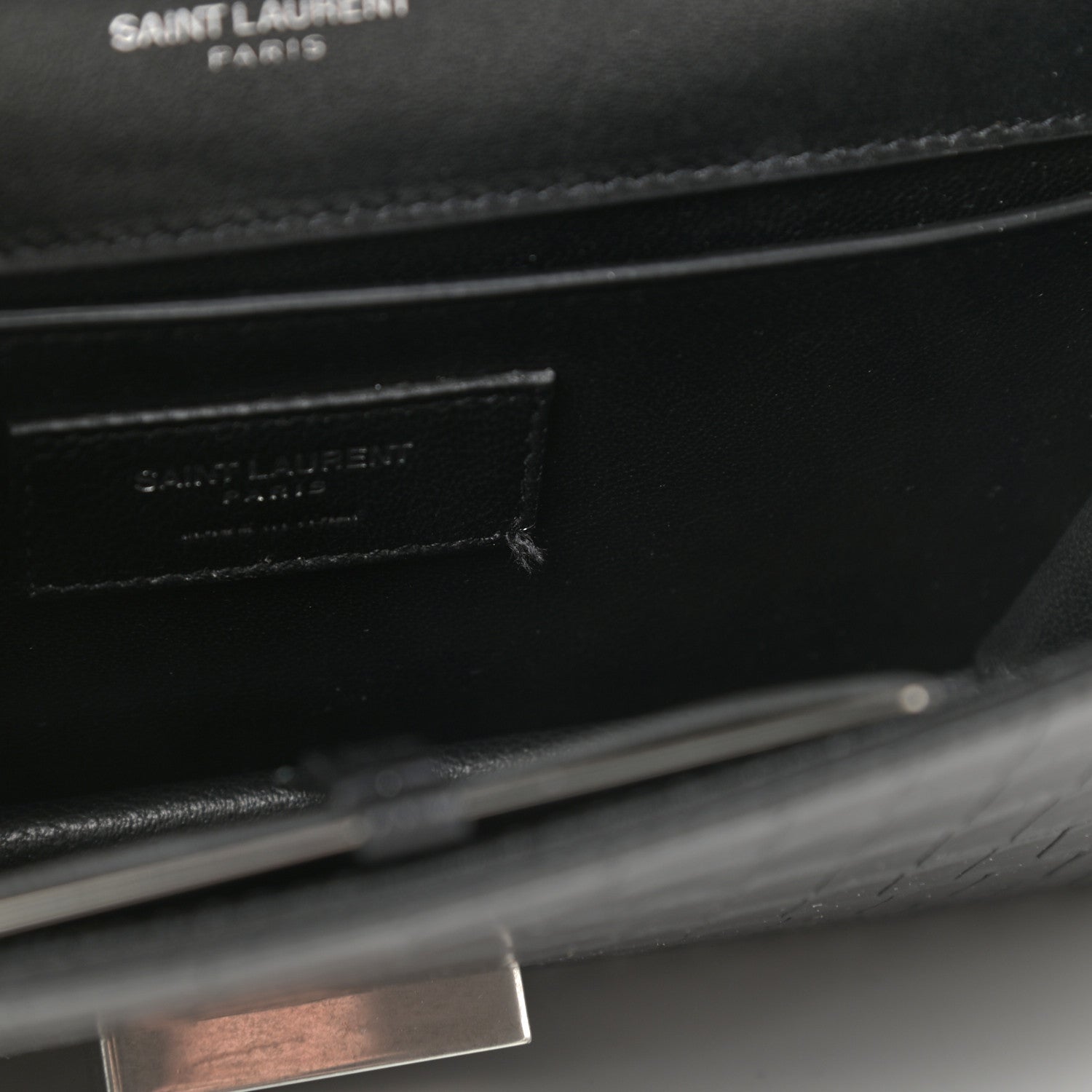 Saint Laurent Calfskin Crocodile Embossed Small Babylone Black 12 of 12