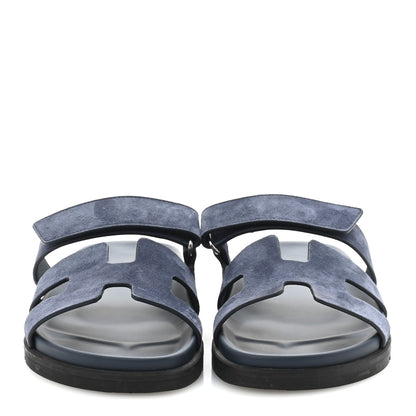 Hermes Suede Goatskin Womens Chypre Sandals 38 Bleu Celeste 3 of 9