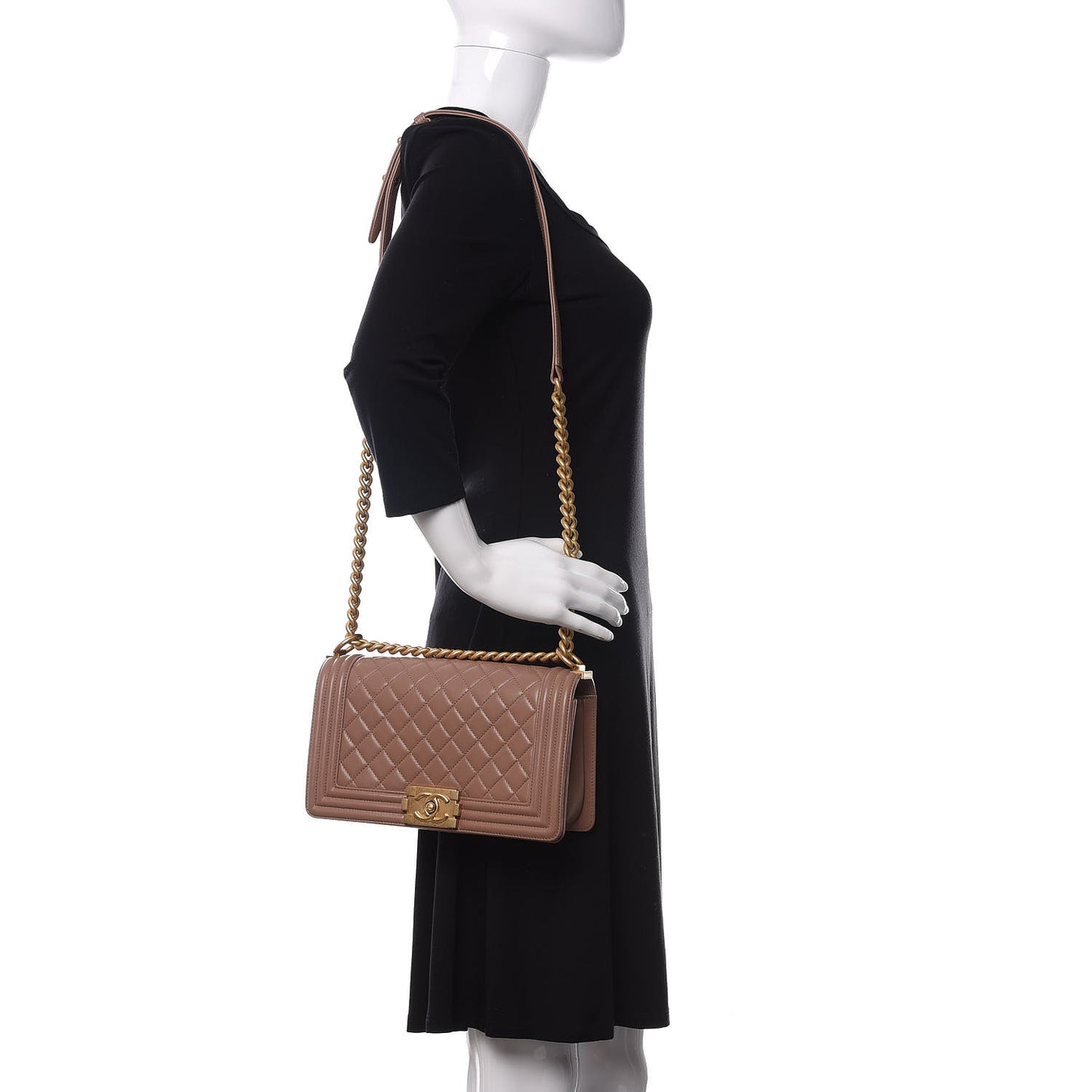 Lambskin Quilted Medium Boy Flap Beige