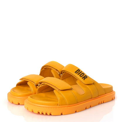 Christian Dior Lambskin Dioract 10mm Slide Sandals 37.5 Amber Yellow 4 of 8
