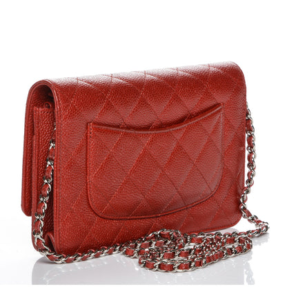 Chanel Caviar Quilted Wallet On Chain WOC Red 3 of 8