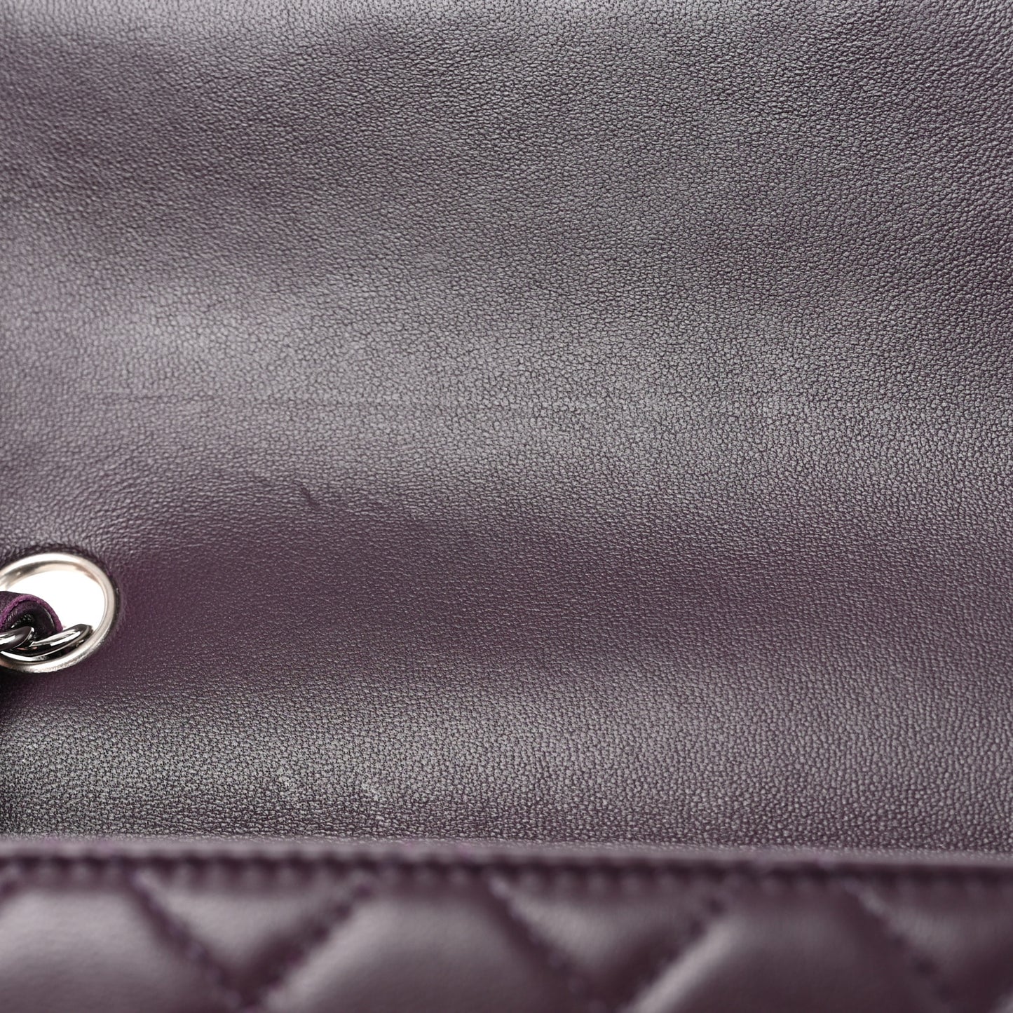 Lambskin Quilted Mini Rectangular Flap Dark Purple