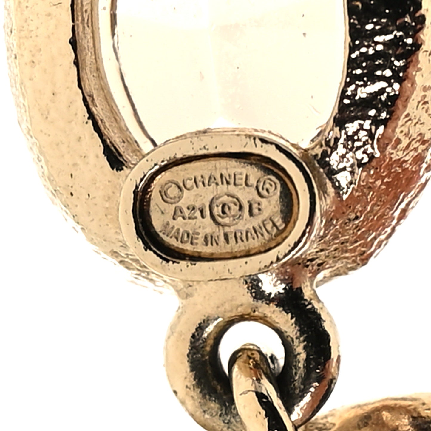 Crystal Pearl CC Drop Earrings Pink Gold