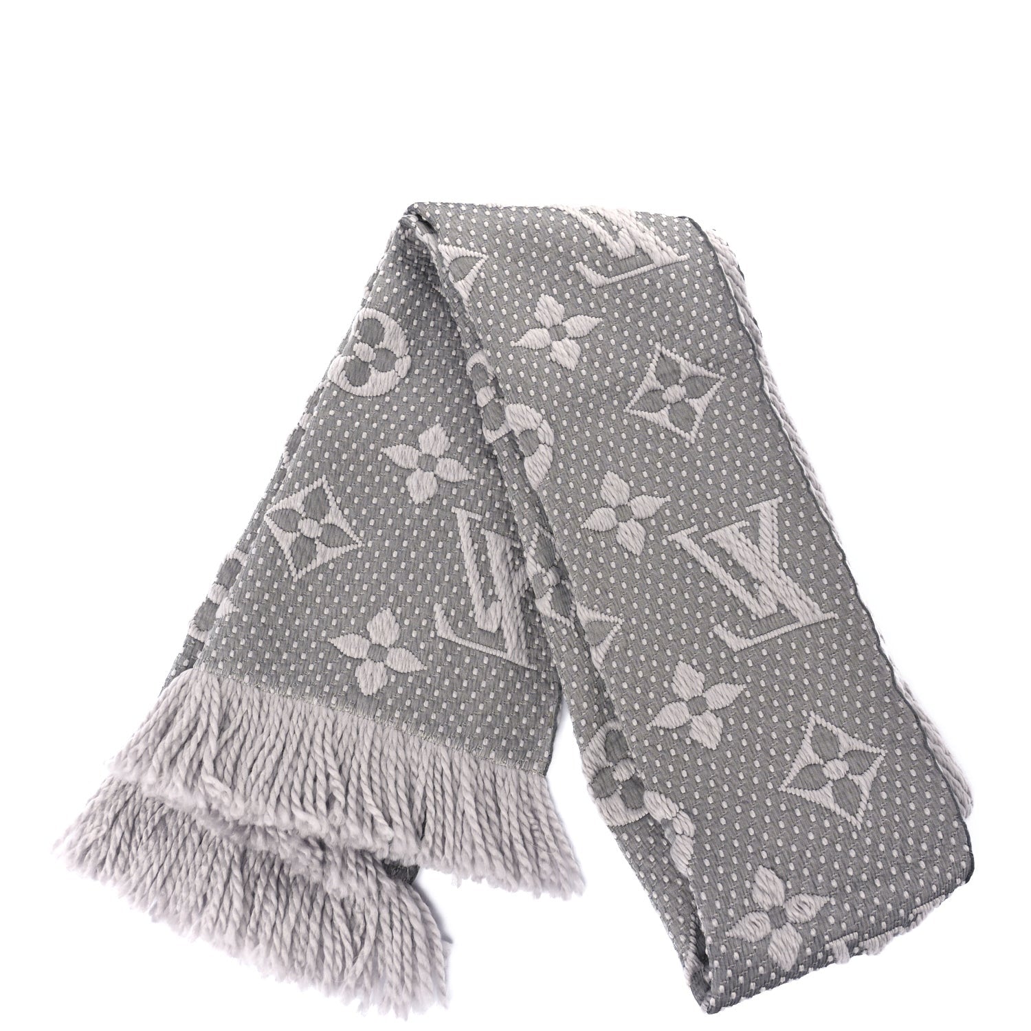 Louis Vuitton Wool Silk Logomania Scarf Pearl Grey 2 of 3
