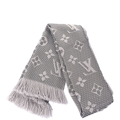 Louis Vuitton Wool Silk Logomania Scarf Pearl Grey 2 of 3