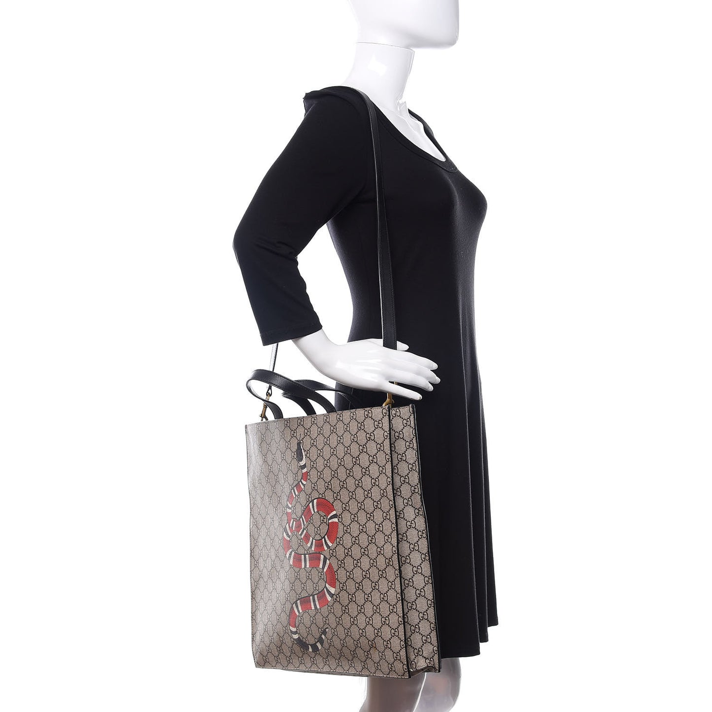 Soft GG Supreme Monogram Kingsnake Vertical Tote Black