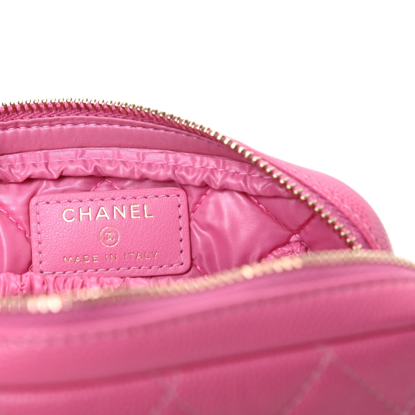 Caviar Quilted Small Curvy Pouch Cosmetic Case Pink