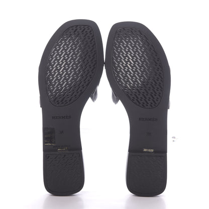 Hermes Rubber Aloha Sandals 38 Black 6 of 9