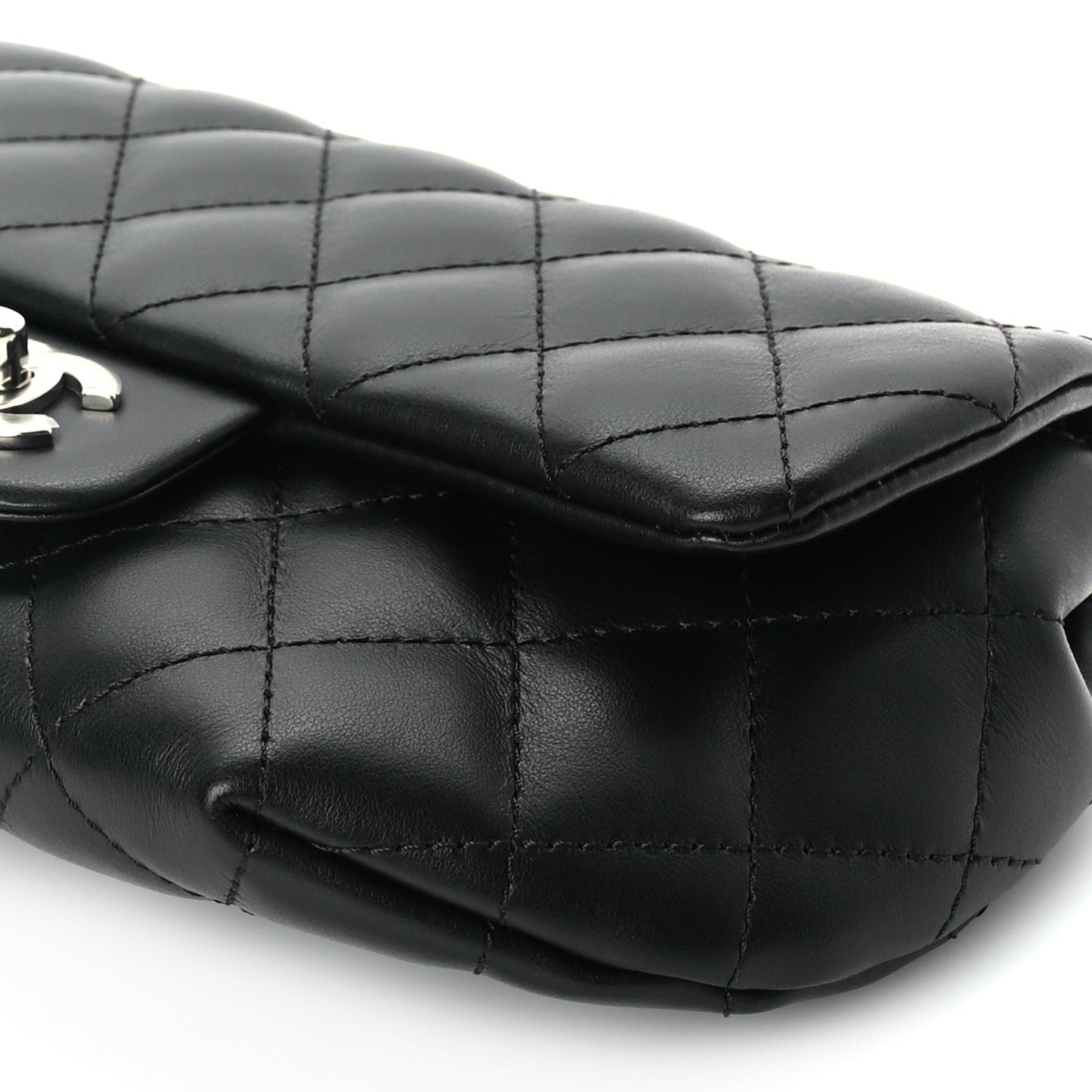Calfskin Quilted CC Uniform Flap Belt Bag Black