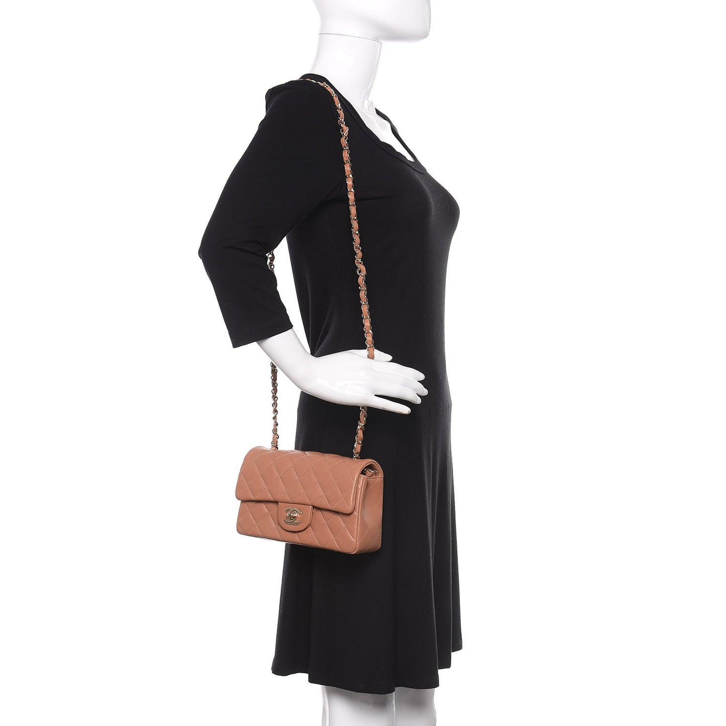 Lambskin Quilted Mini Rectangular Flap Brown