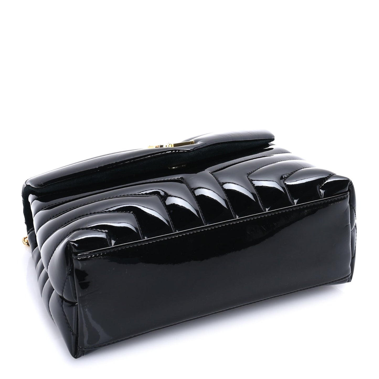 Patent Y Quilted Monogram Small Loulou Chain Satchel  Black