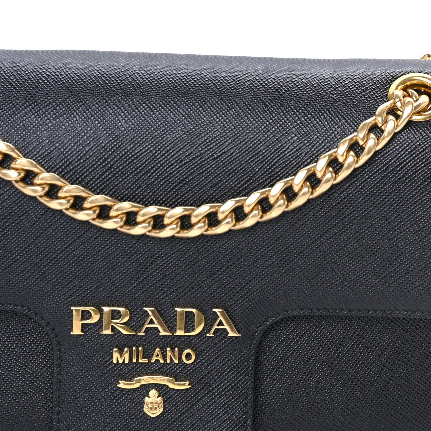 Saffiano Flap Shoulder Bag Black