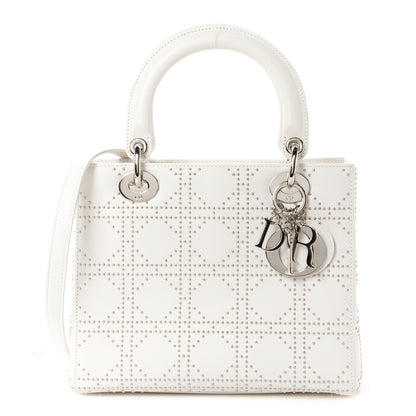 Christian Dior Lambskin Studded Cannage Medium Lady Dior White 1 of 10