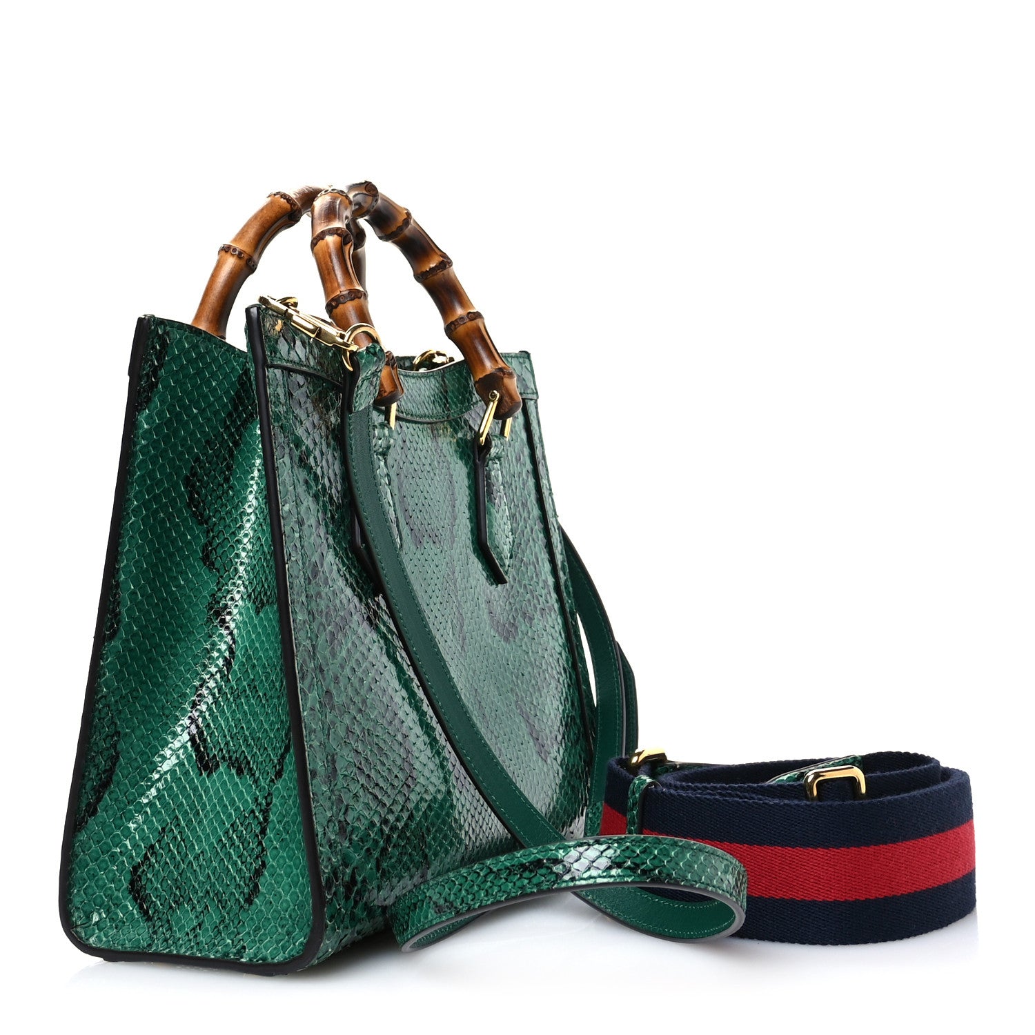 Gucci Snakeskin Small Diana Tote Bag Green 3 of 11