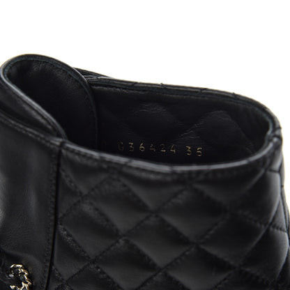 Chanel Shiny Lambskin Quilted Lace Up Combat Boots 35 Black 8 of 9