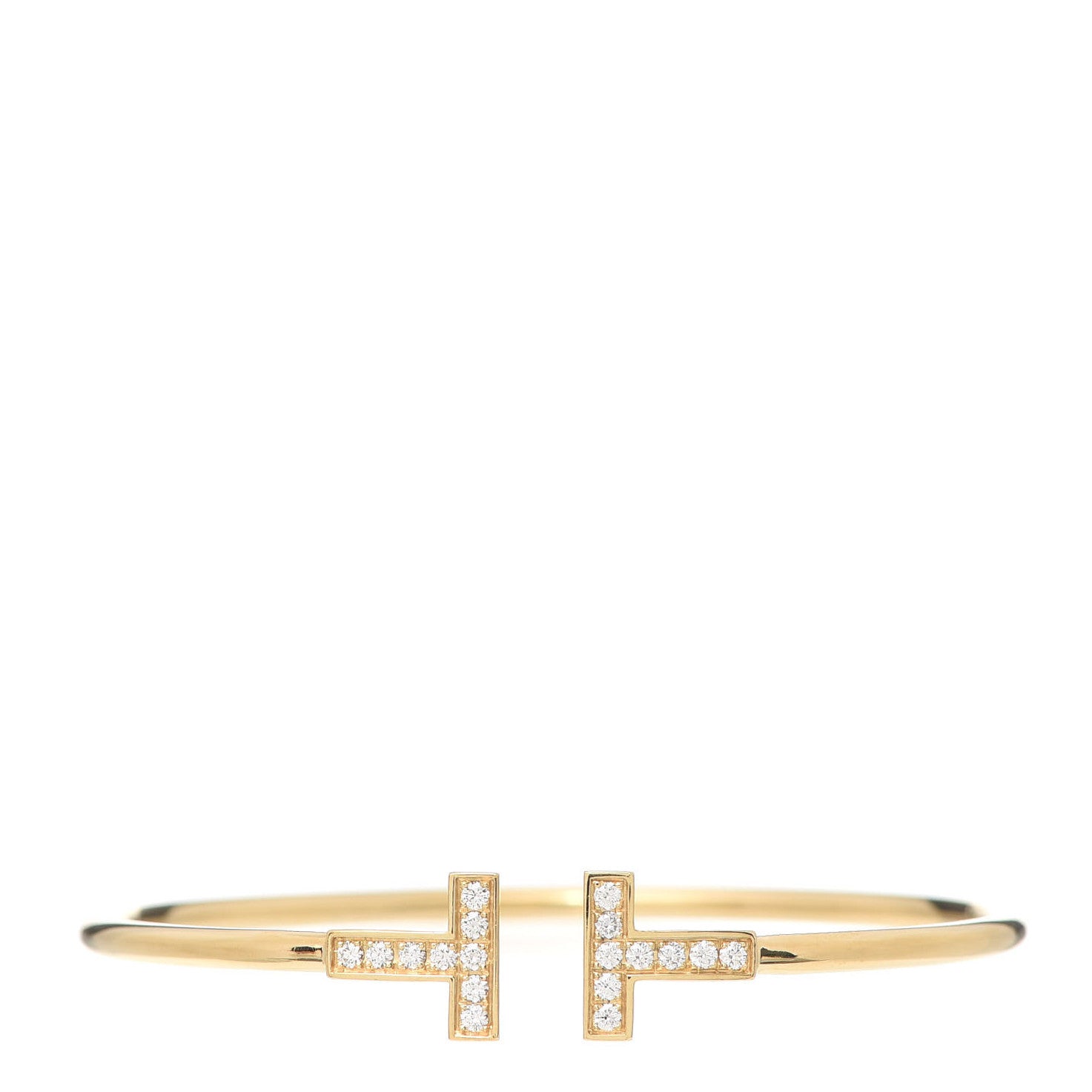 Tiffany 18K Yellow Gold Diamond T Wire Bracelet 1 of 5