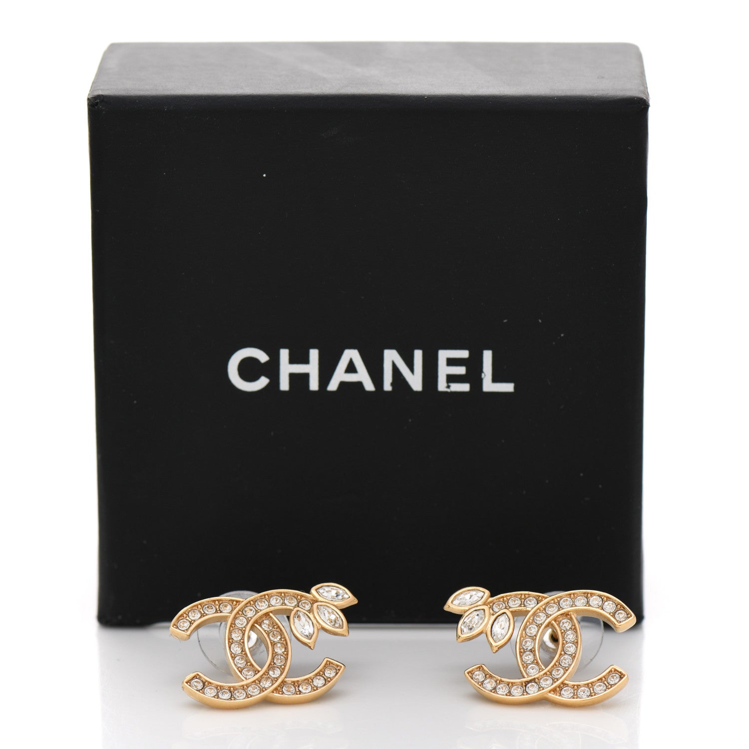 Chanel Crystal Wheat CC Earrings Gold 5 of 5