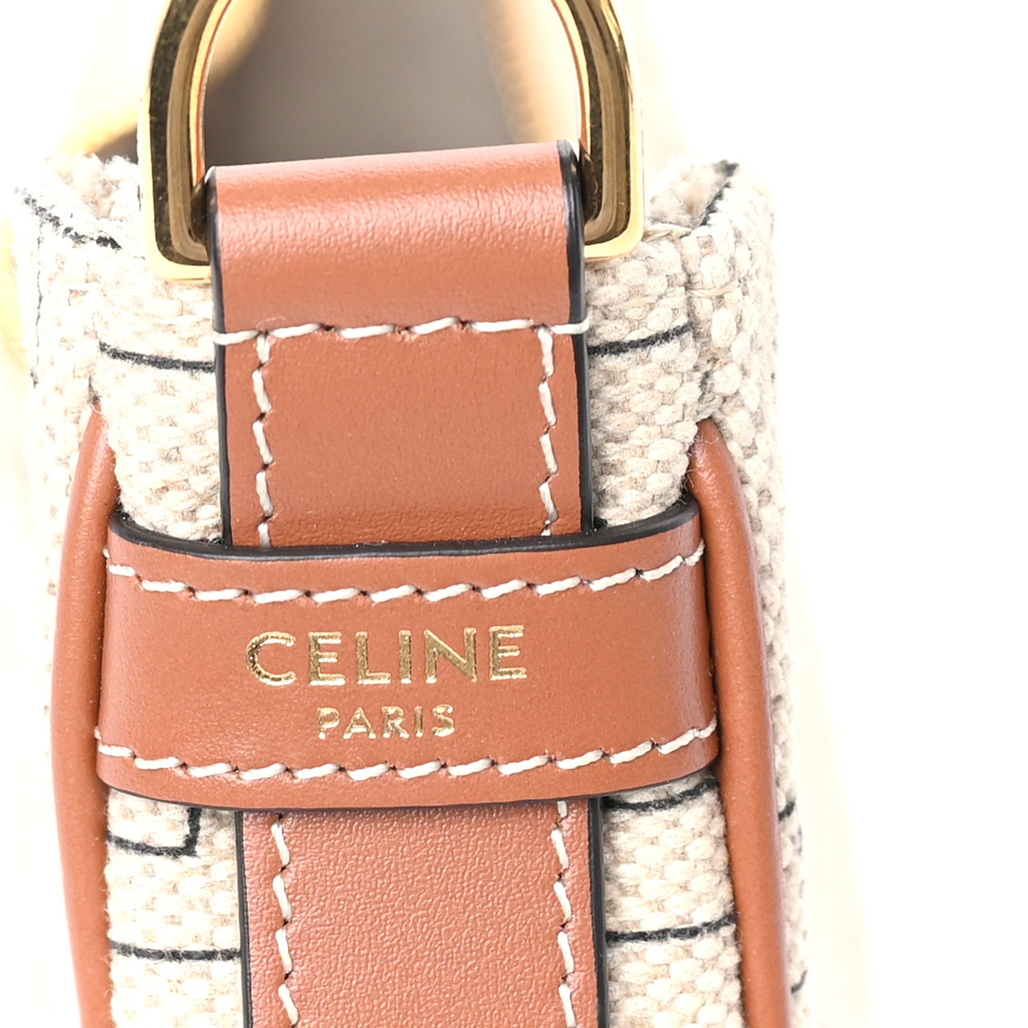 Celine Canvas Calfskin All Over Print Medium Ava Shoulder Bag  Natural Tan 5 of 7