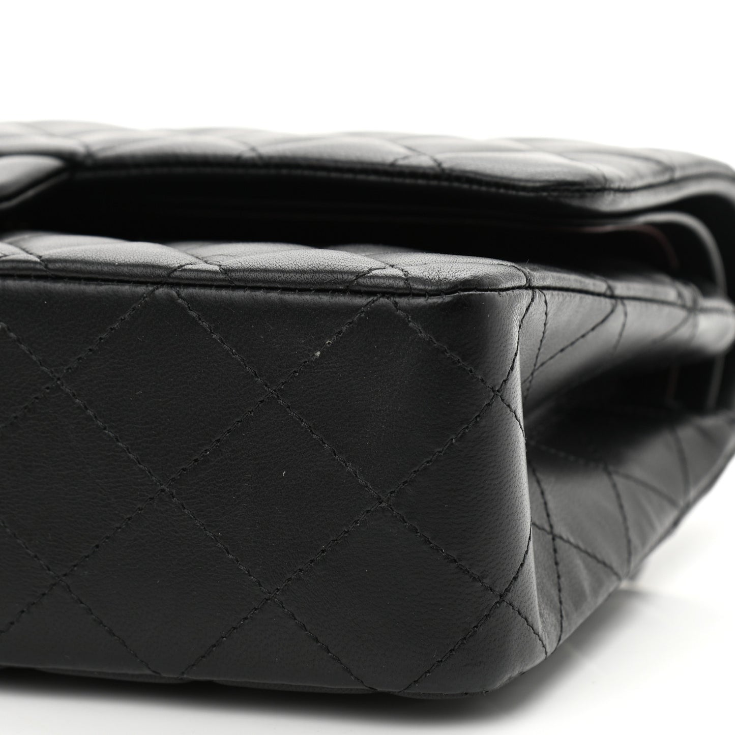 Lambskin Quilted Medium Double Flap Black