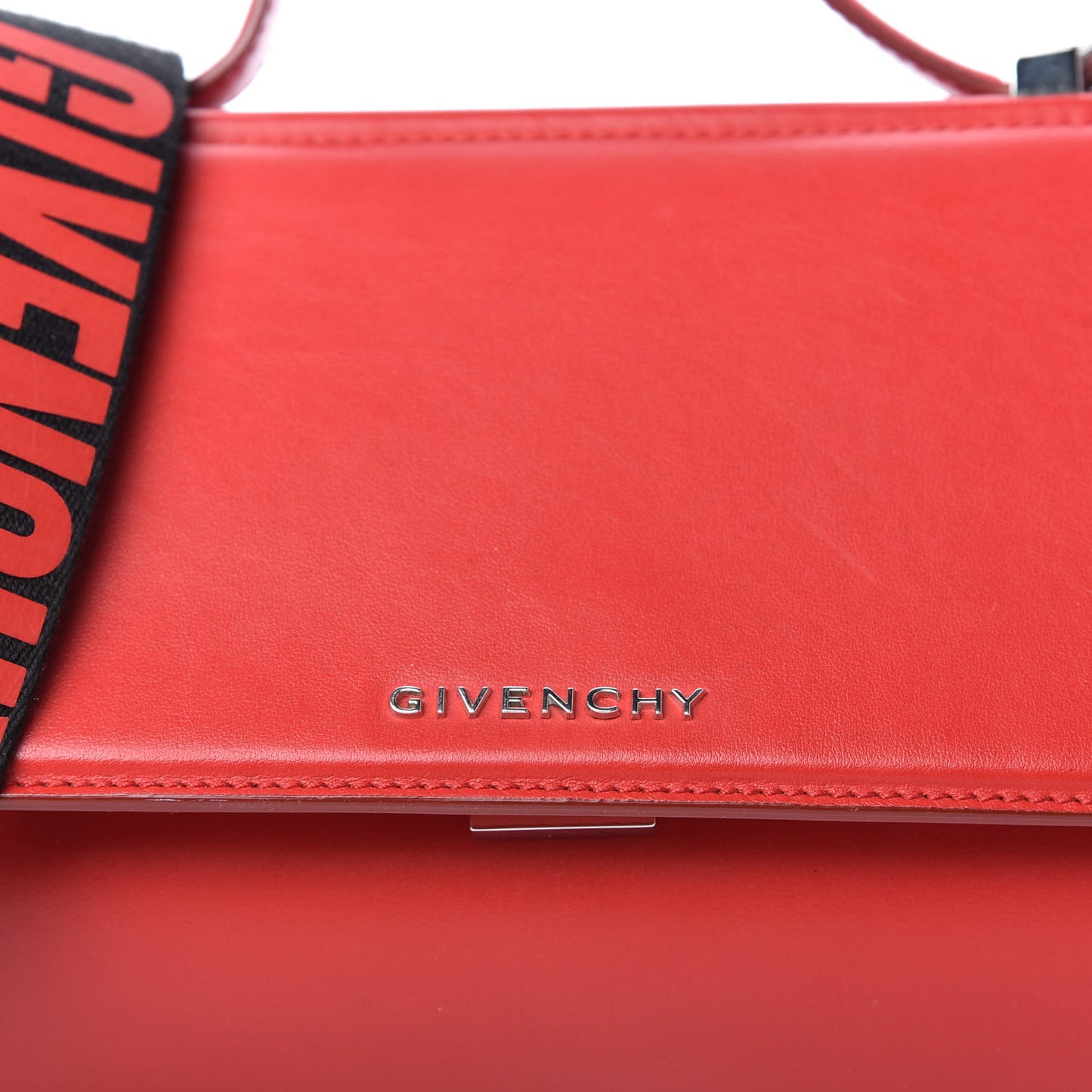 Calfskin Mini Pandora Box Logo Strap Crossbody Bag Medium Red