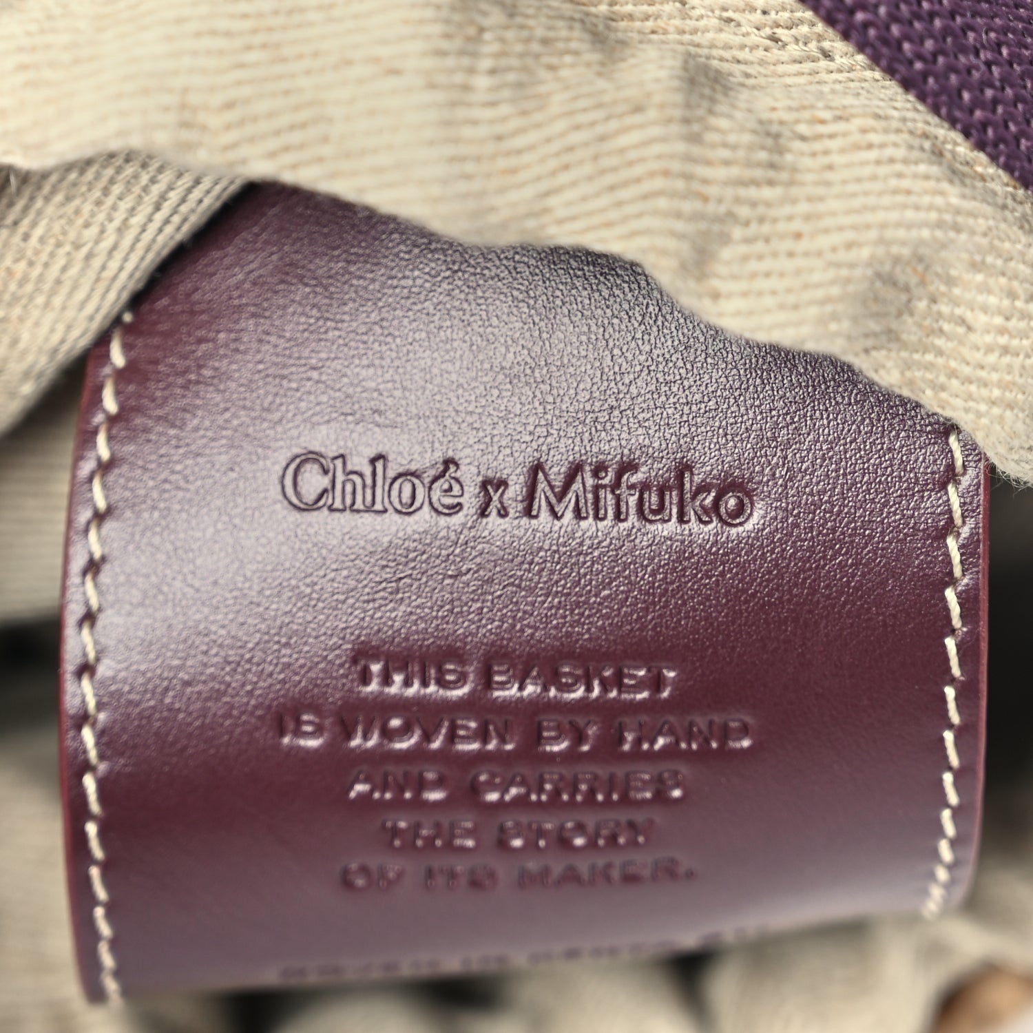 Chloe X MIFUKO Raffia Calfskin Small Woody Basket Shoulder Bag Purple Red 5 of 8