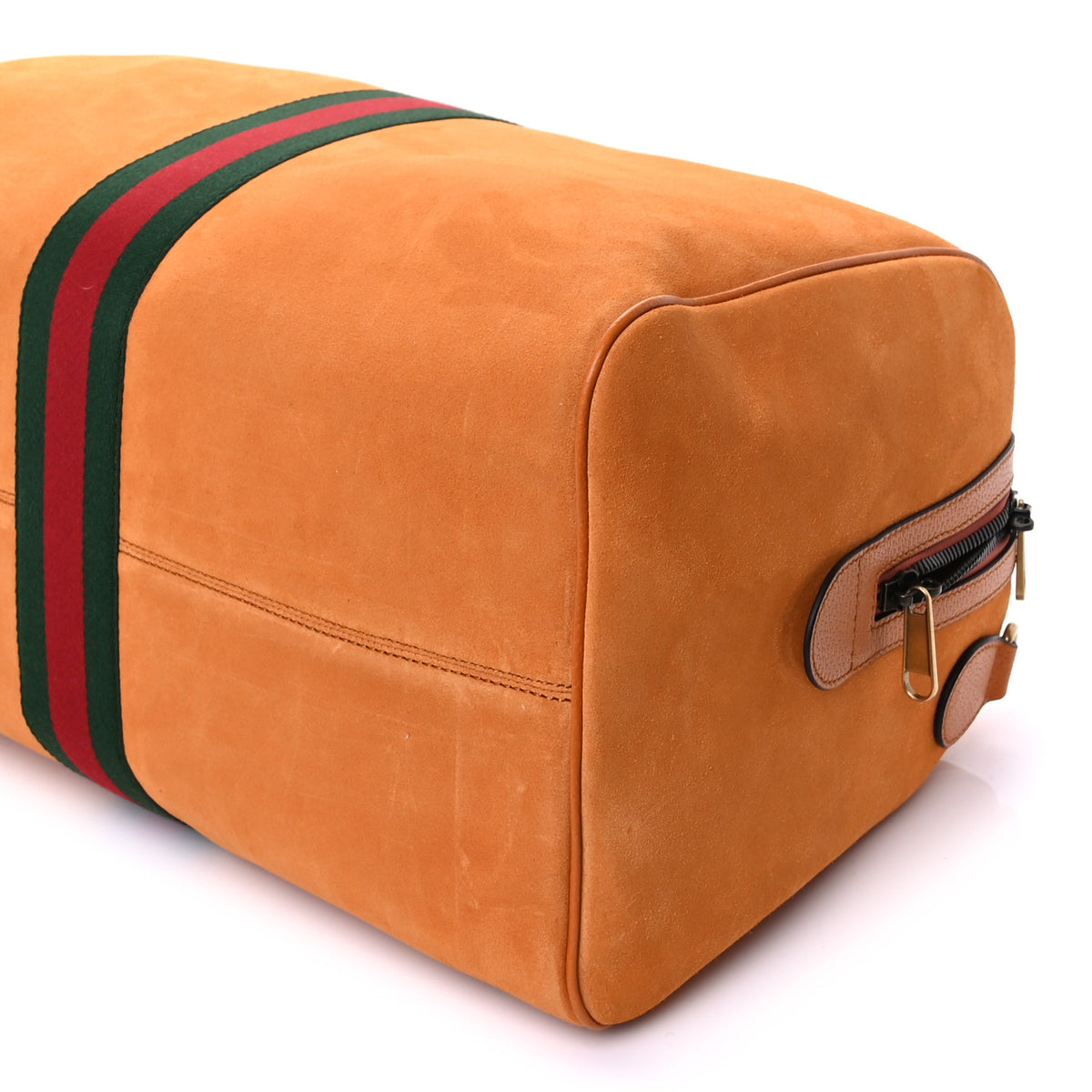 Suede Calfskin Web Medium Savoy Duffle Bag Orange