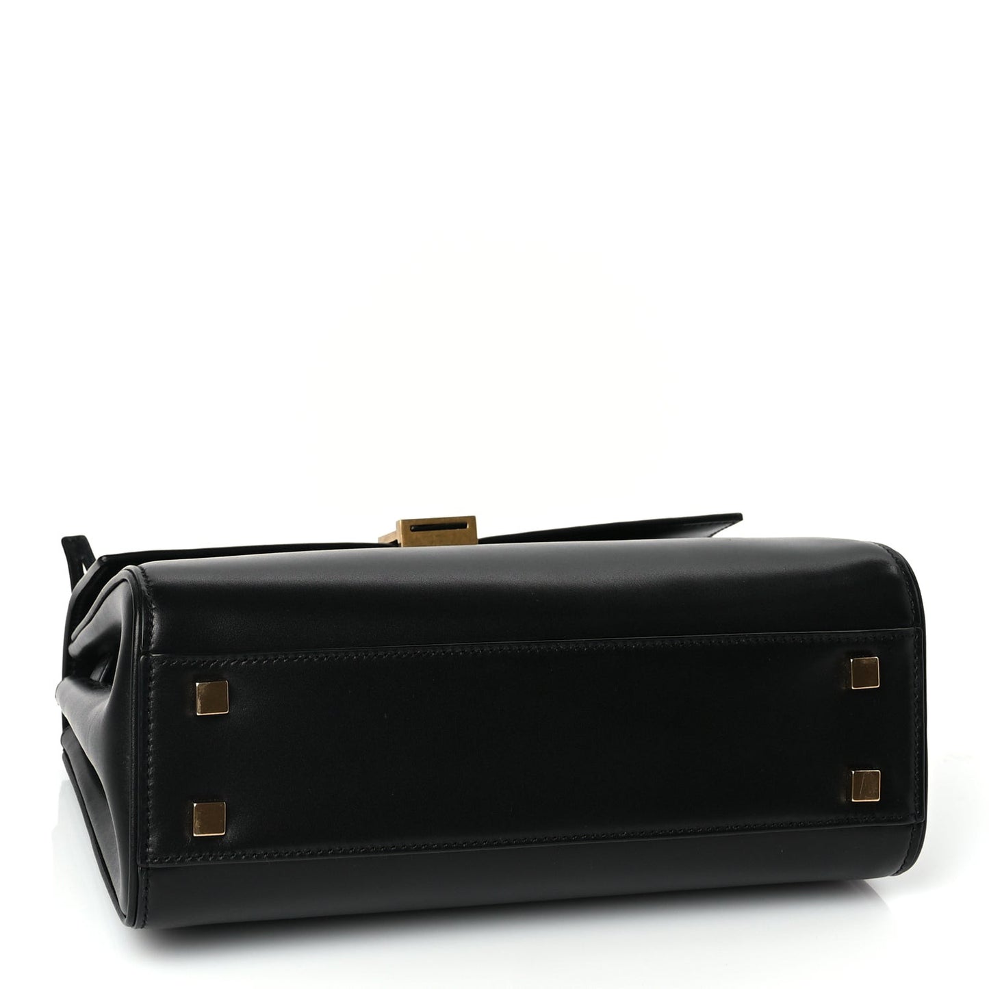 Shiny Calfskin Le Fermoir Top Handle Bag Black