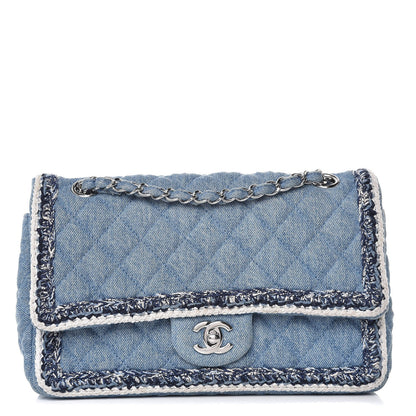 Chanel Denim Braided Medium Flap Bag Light Blue 1 of 14