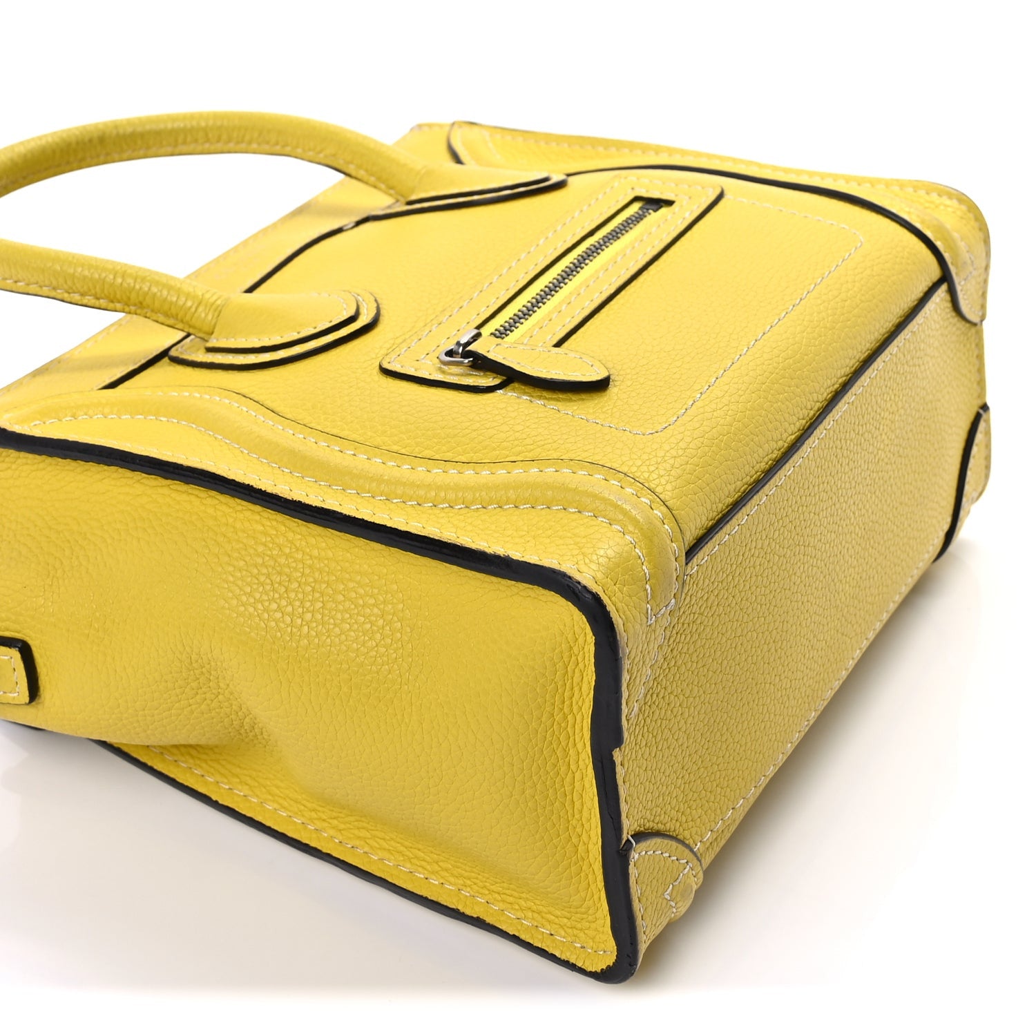 Celine Drummed Calfskin Nano Luggage  Citron 8 of 8