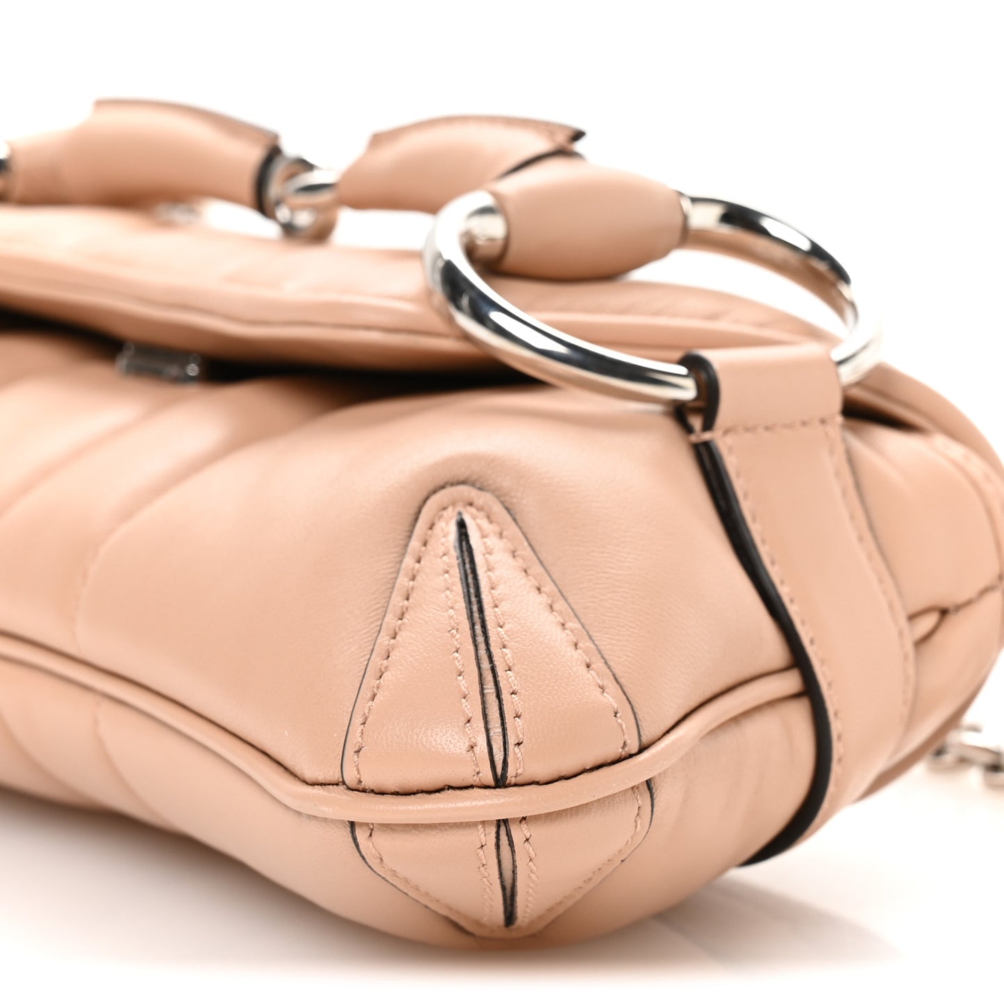 Nappa Vertical Matelasse Small Maxi Horsebit Chain Shoulder Bag Beige