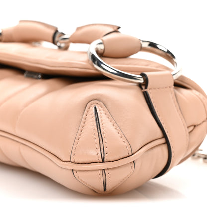 Gucci Nappa Vertical Matelasse Small Maxi Horsebit Chain Shoulder Bag Beige 10 of 11