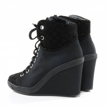 Louis Vuitton Suede Batignolles Wedges 37.5 Black 3 of 7