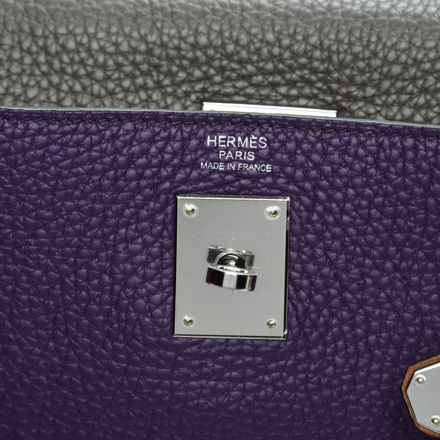 Hermes Taurillon Clemence Arlequin Kelly Retourne 32 Ultraviolet Etain 18 of 30