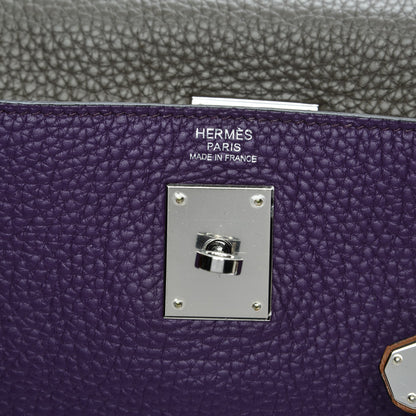 Hermes Taurillon Clemence Arlequin Kelly Retourne 32 Ultraviolet Etain 18 of 30