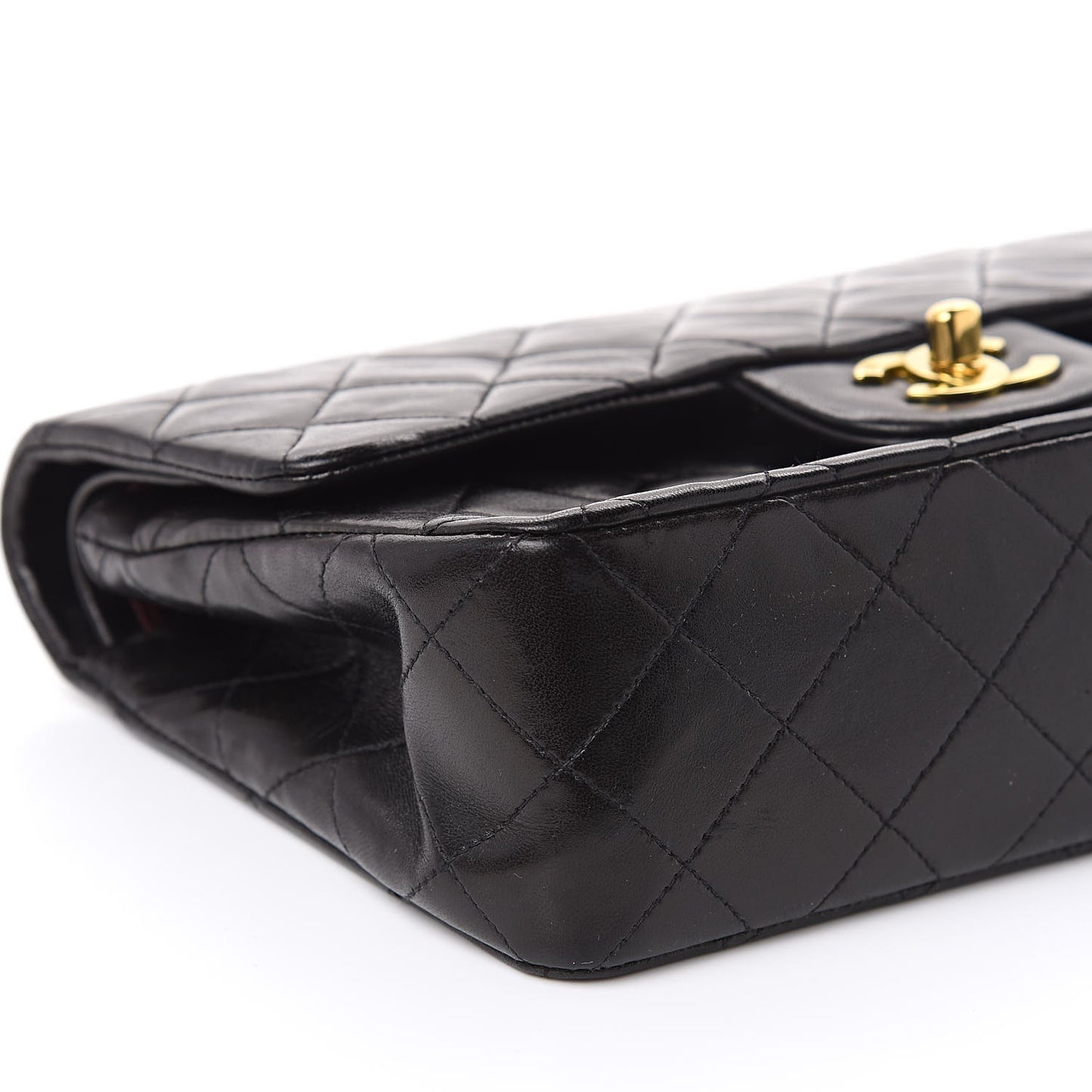 Lambskin Quilted Small Double Flap Black