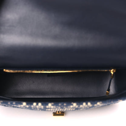 Christian Dior Fabric Macrocannage Woven Medium Caro Bag Blue White 4 of 9