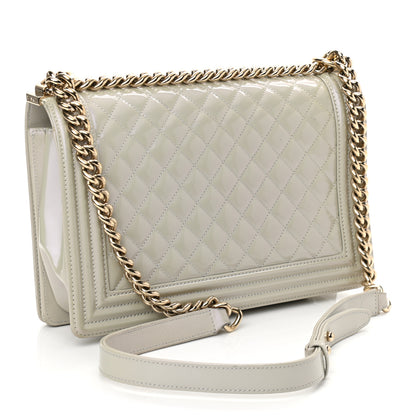 Chanel Iridescent Glazed Calfskin Quilted New Medium Boy Flap Light Grey 2 of 9
