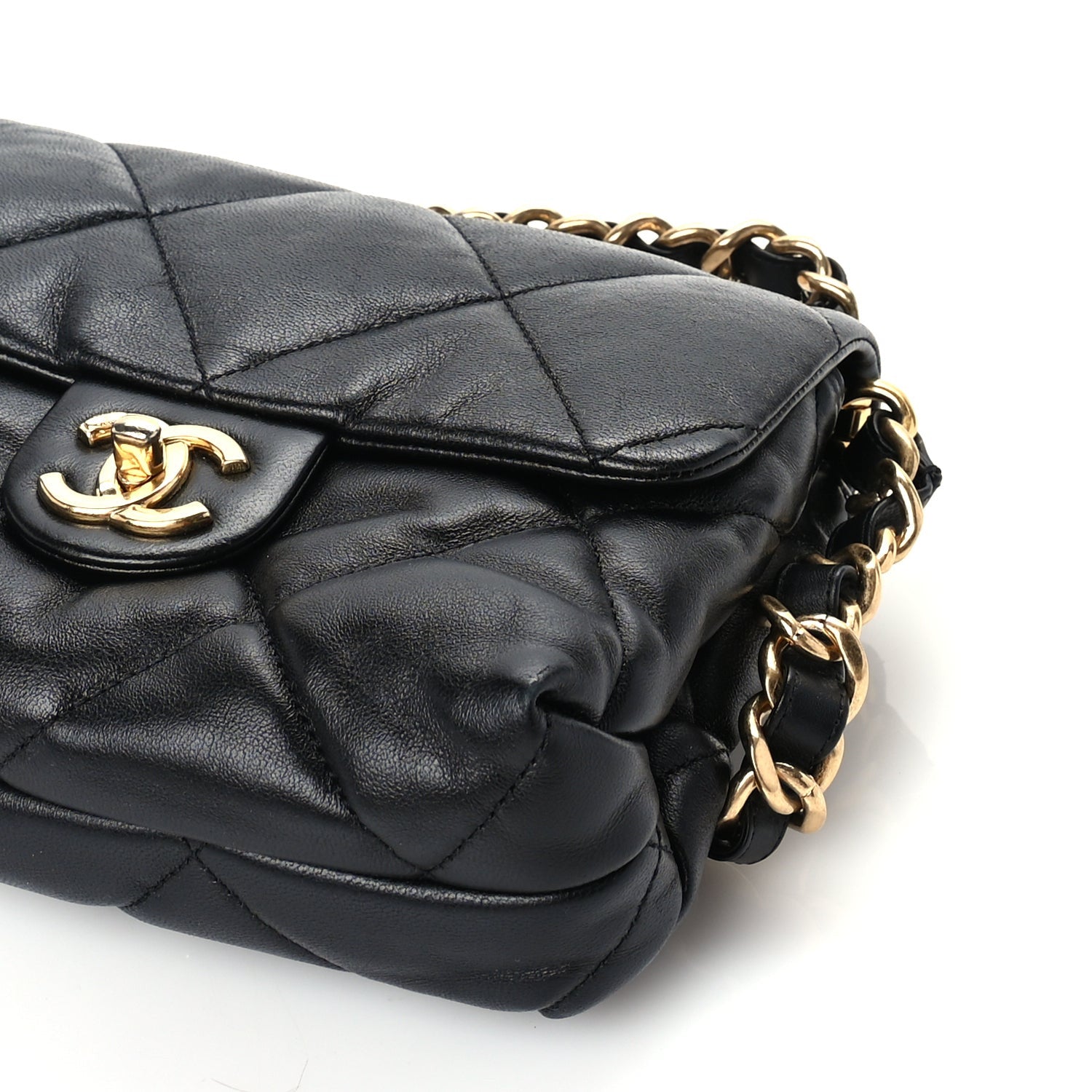 Chanel Lambskin Quilted Small Chain Top Handle Flap  Black 9 of 9