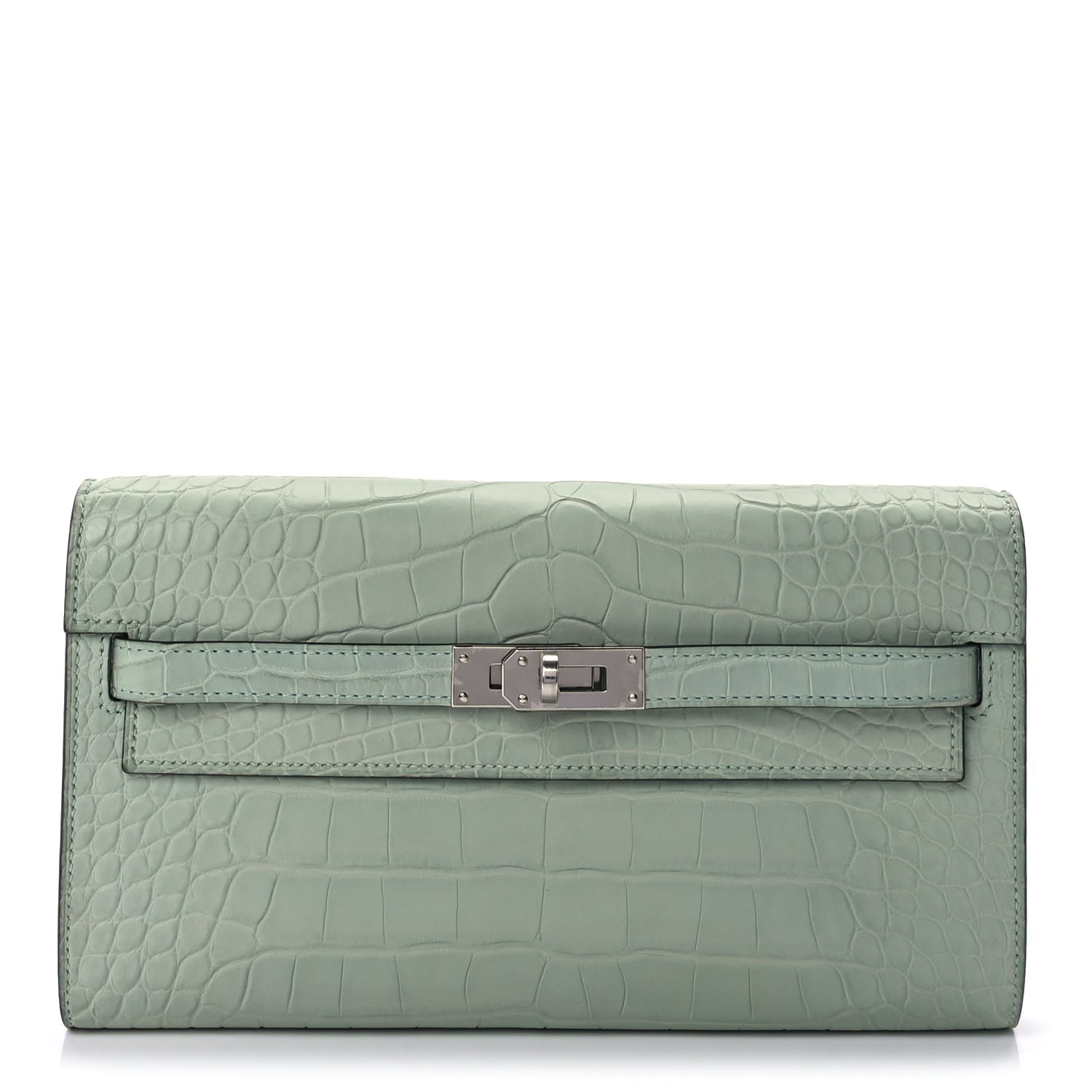 Hermes Matte Alligator Kelly Wallet To Go Vert D Eau 1 of 9