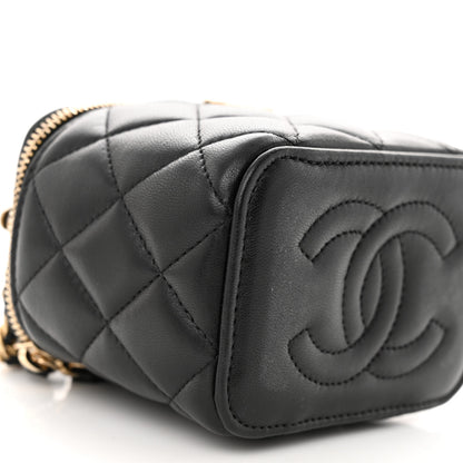 Chanel Lambskin Quilted Metal Mini Top Handle Vanity Case With Chain Black 9 of 12