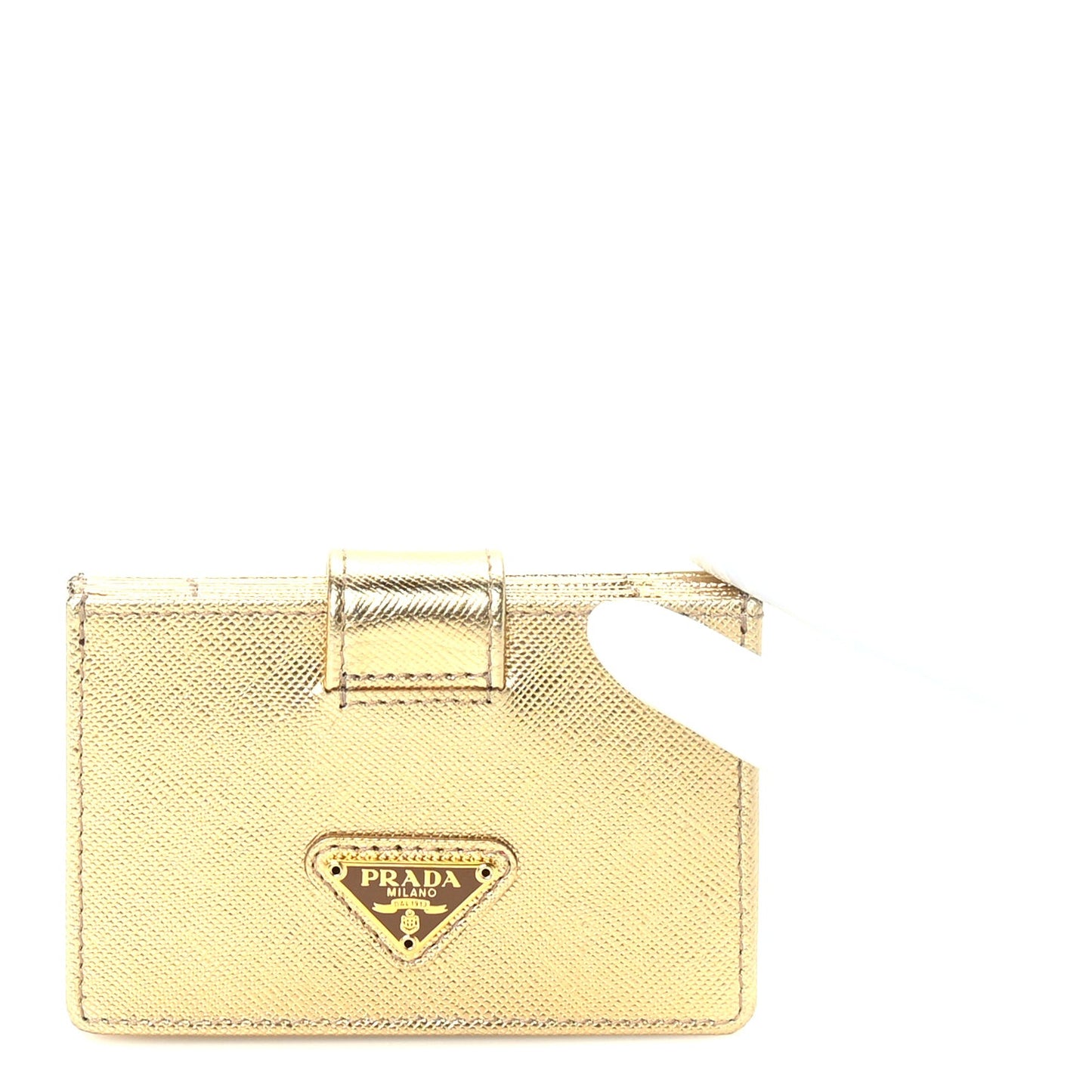 Saffiano Oro Gusseted Card Holder Platino