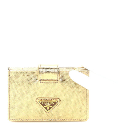 Prada Saffiano Oro Gusseted Card Holder Platino 3 of 6