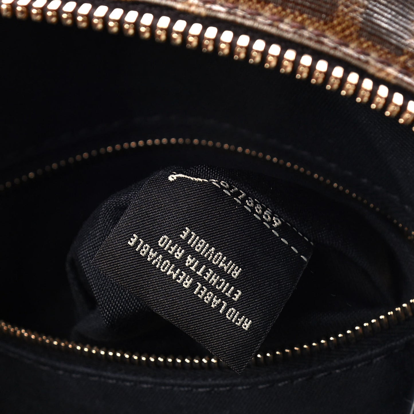Glazed Fabric Vitello Century FF 1974 Stamp Patch Mini Backpack Mogano Panna Black
