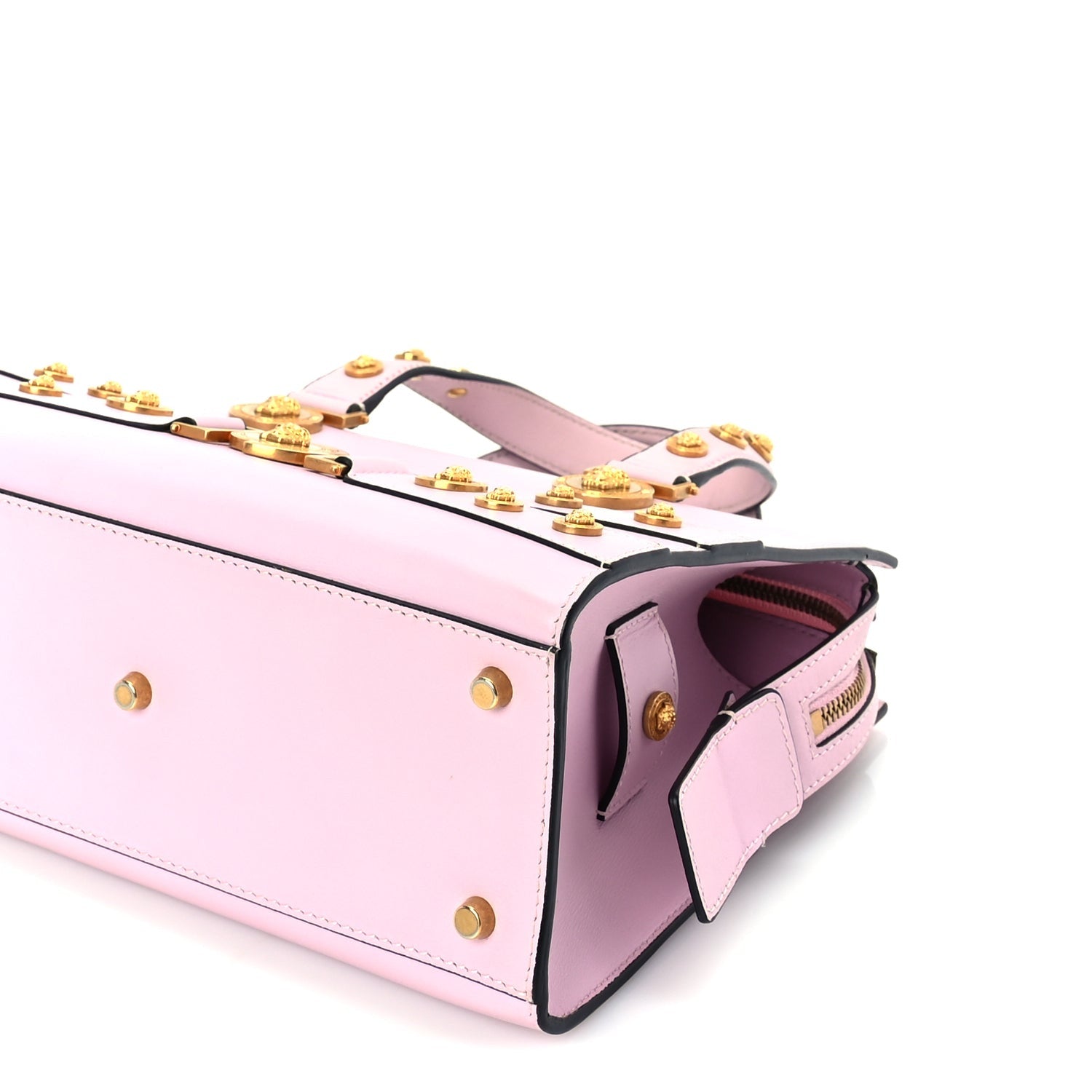 Versace Calfskin Medusa Stud Tribute Tote  Pink 8 of 8