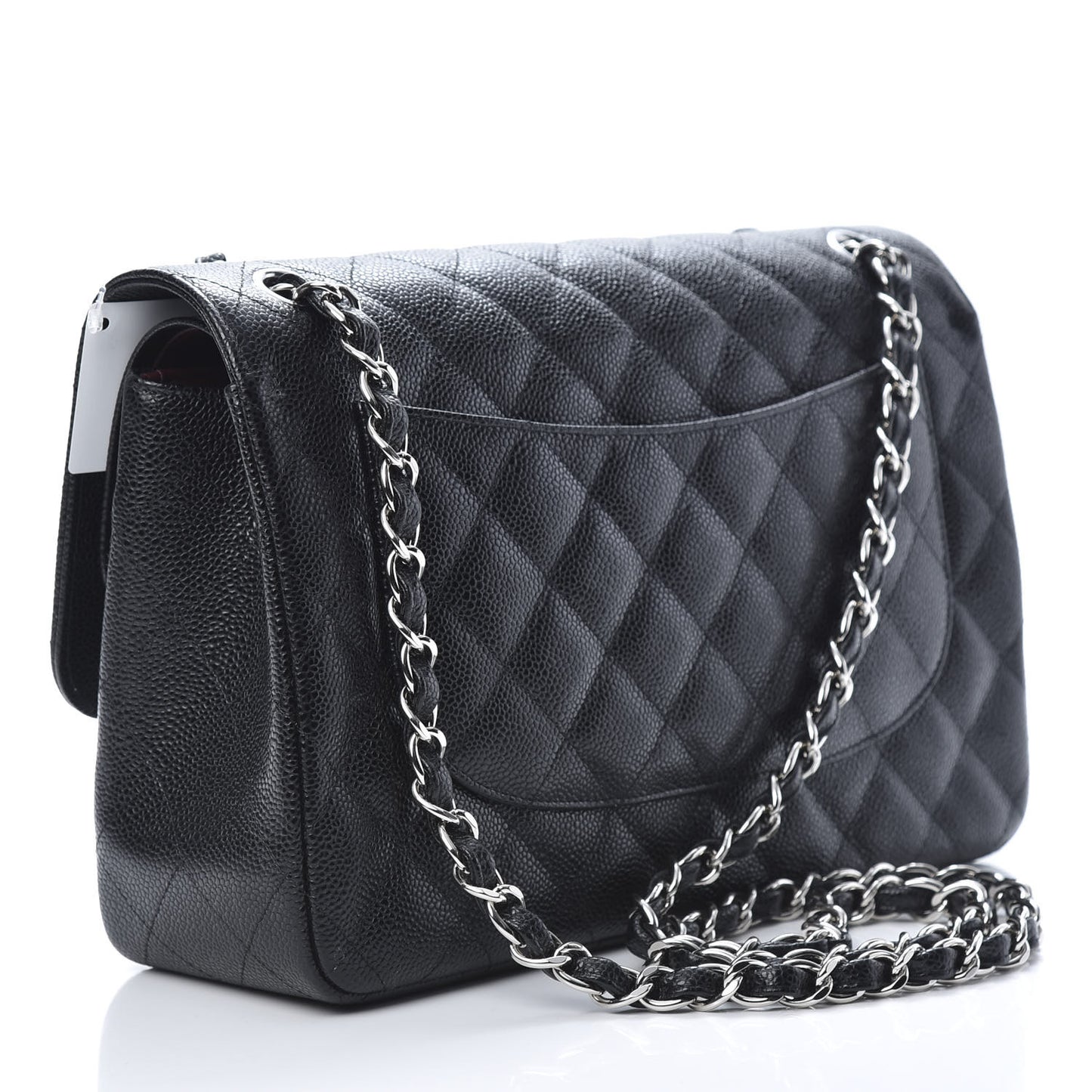Caviar Quilted Jumbo Double Flap Black