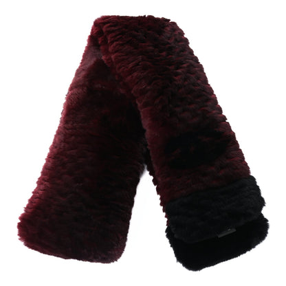 Chanel Red & Black Orylag Fur CC Scarf 1 of 4