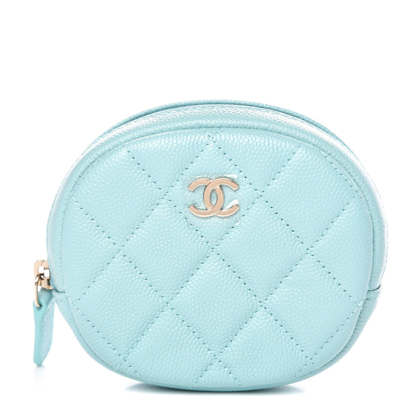Caviar Quilted Zip Around Classic Coin Purse Light Blue